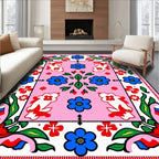 Bold Pink Floral Blossom Medallion Rug