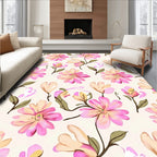 Soft Pink Floral Pattern Rug
