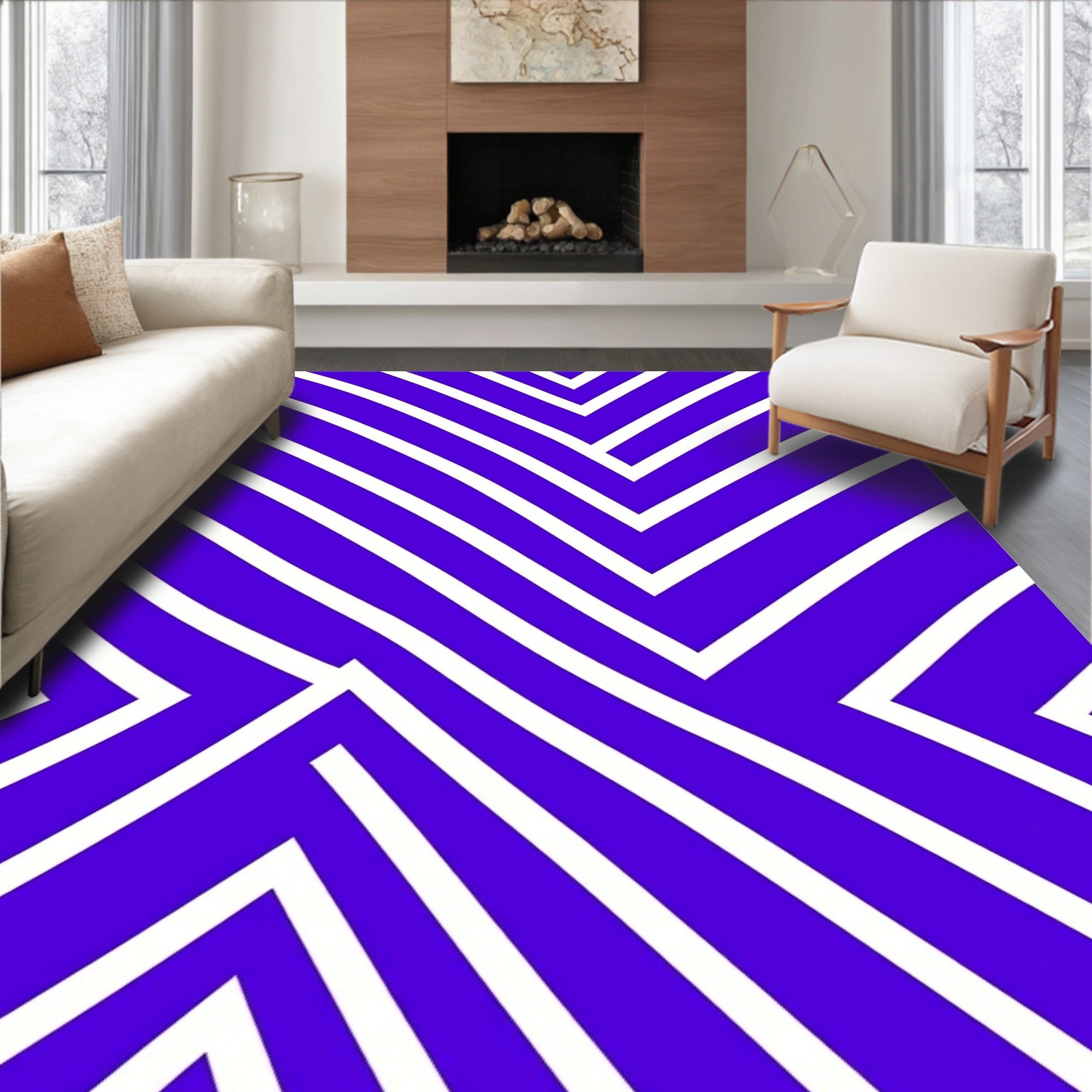 Bold Abstract Stripe Geometric Pattern Rug