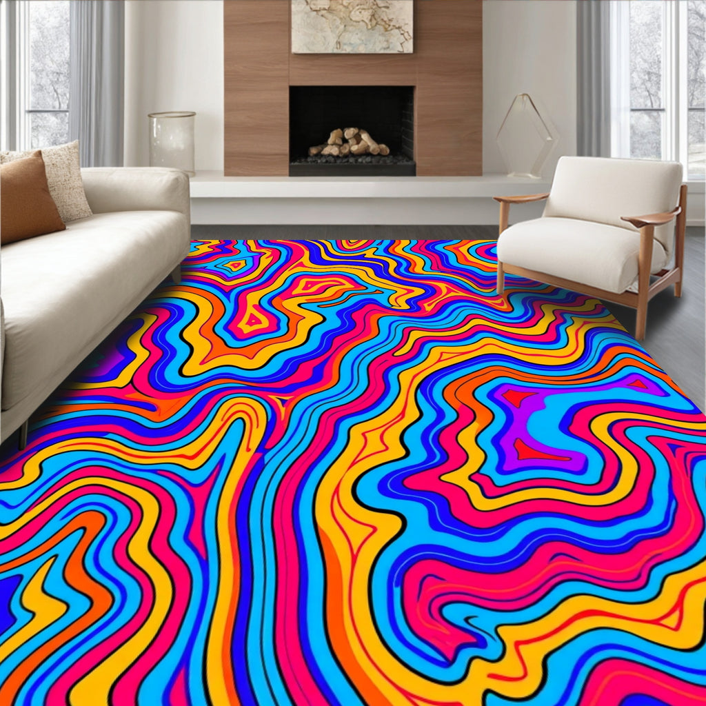 Vibrant Abstract Swirl Pattern Rug