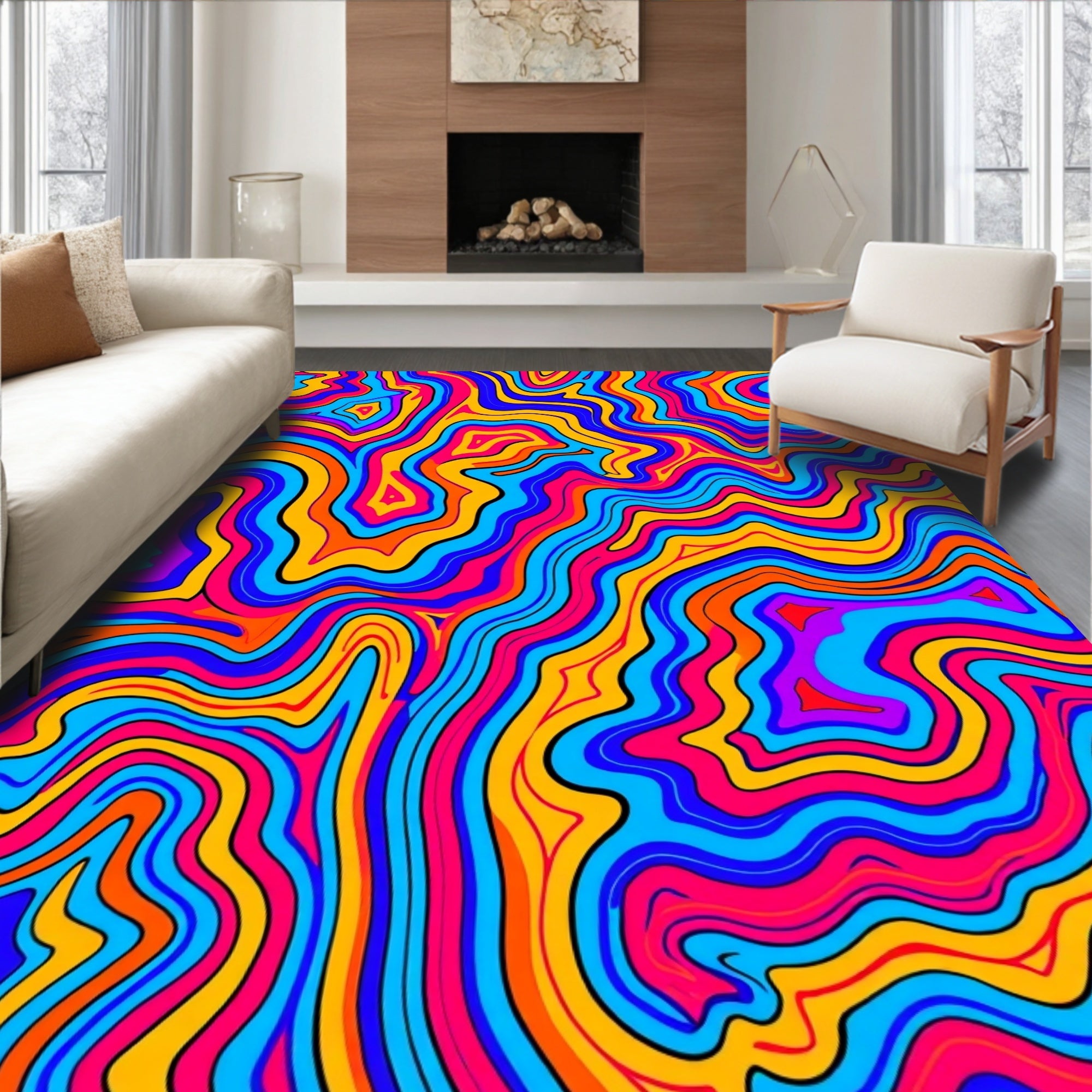 Vibrant Abstract Swirl Pattern Rug