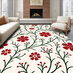 Red Floral Vine Pattern Rug