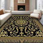 Black Gold Ornate Floral Rug