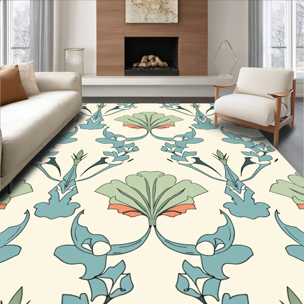 Ornate Floral Patterned Tones Rug