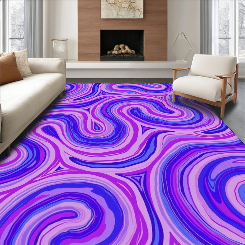 Abstract Swirling Purple Pattern Rug