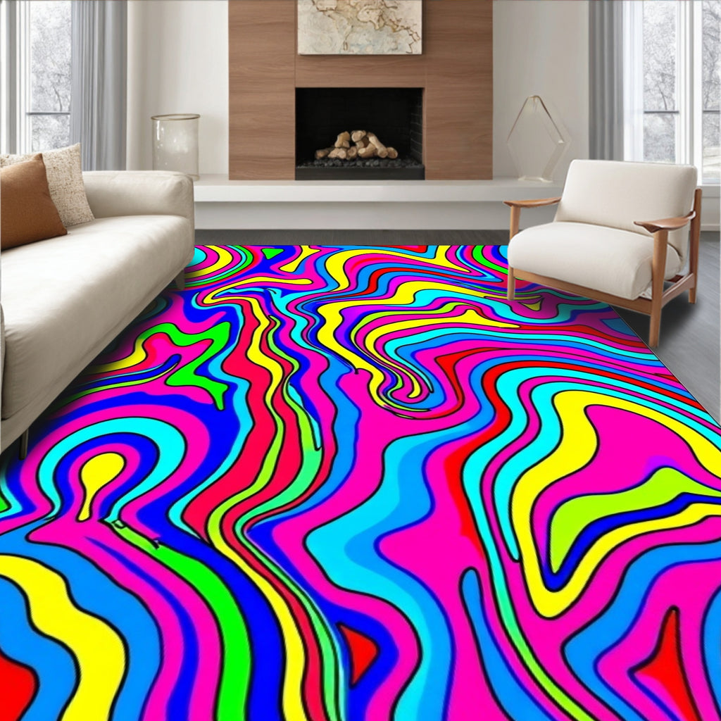 Psychedelic Swirls Abstract Design Rug