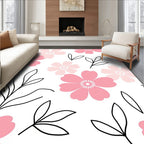 Pink Floral Vine Pattern Rug