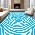 Abstract Blue Swirl Wavy Lines Rug