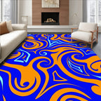 Bold Blue Orange Swirl Pattern Rug