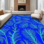 Vibrant Blue Palm Frond Swirl Rug
