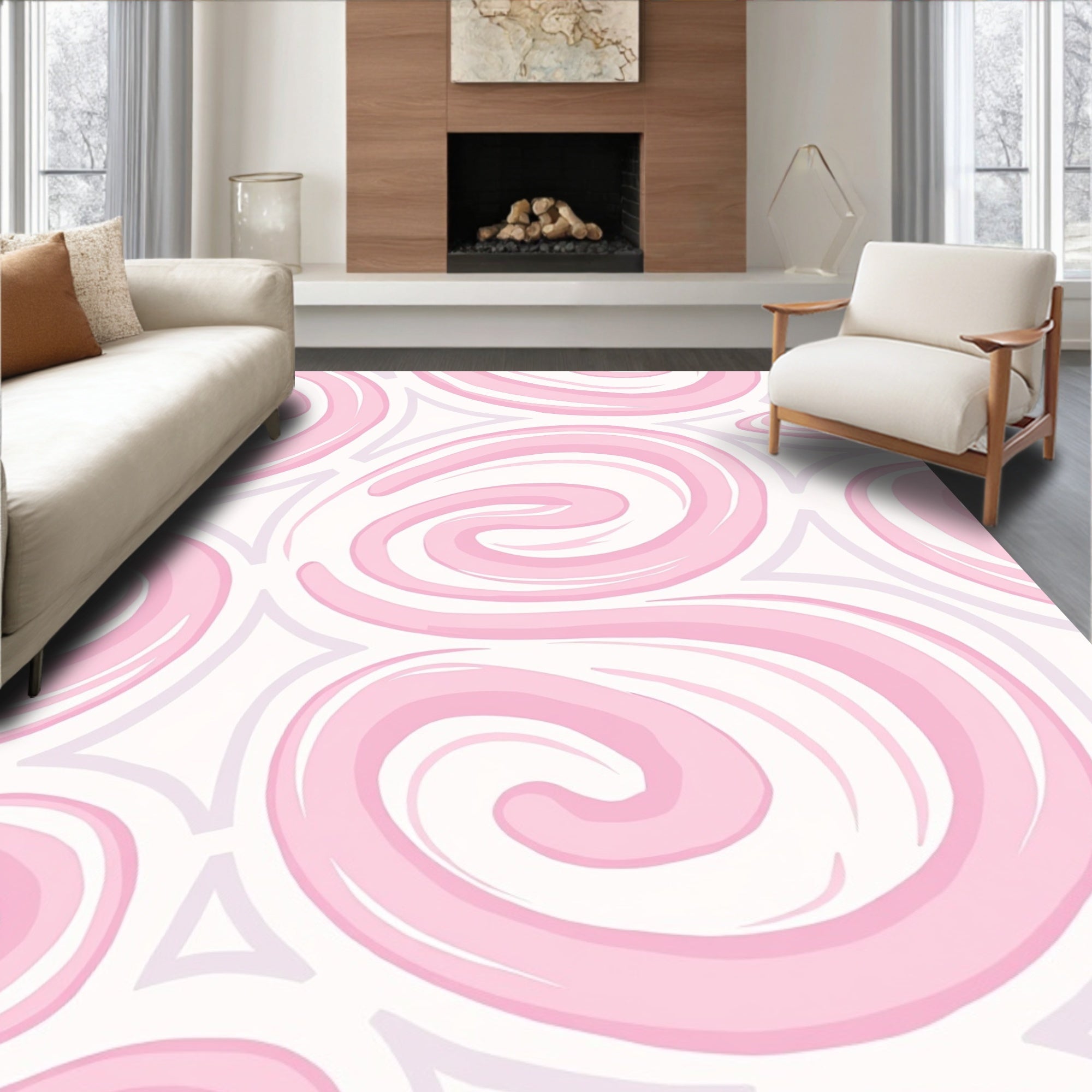 Soft Pink Swirl Pattern Rug