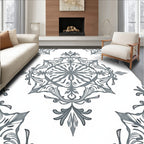 Elegant Grey Mandala Pattern Rug