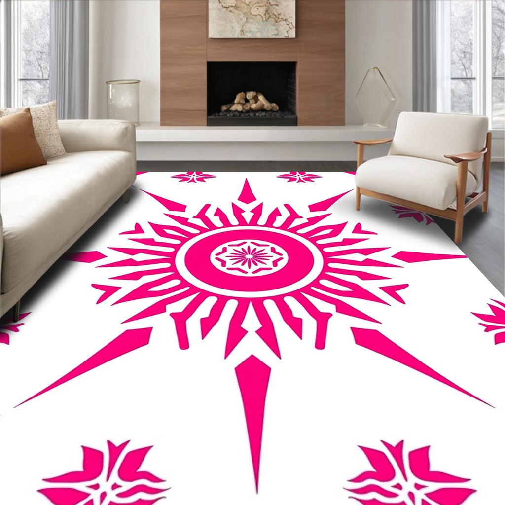 Vibrant Sunburst Floral Geometric Pattern Rug