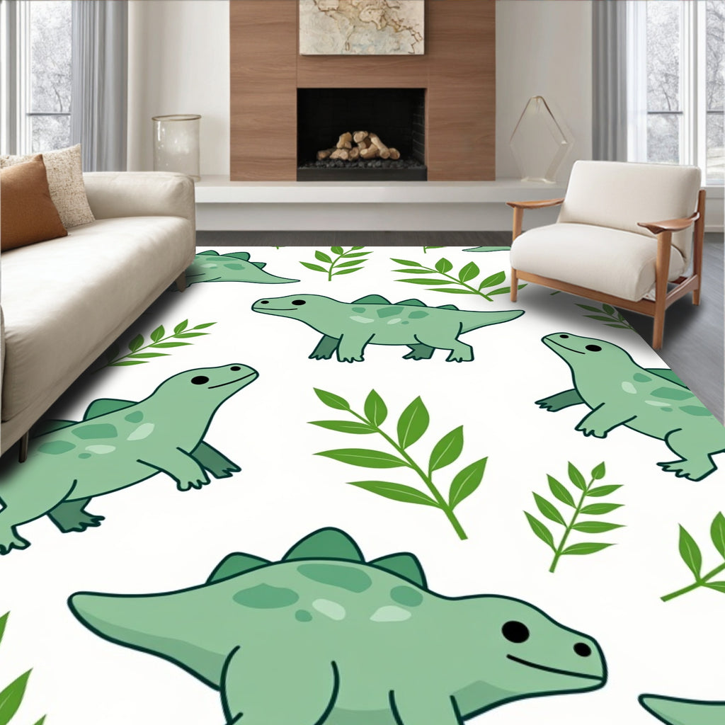 Cute Dinosaur Foliage Pattern Rug