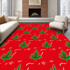Festive Green Pine Trees Pattern Rug