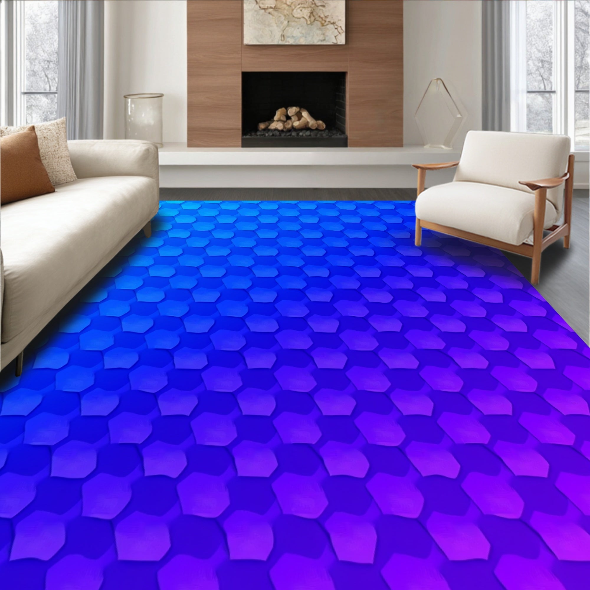 Hexagonal Pattern Gradient Rug