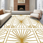 Geometric Fan Pattern Golden Outline Rug