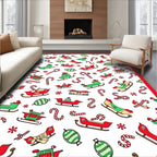 Red Green Sleigh Candy Cane Sprinkle Rug