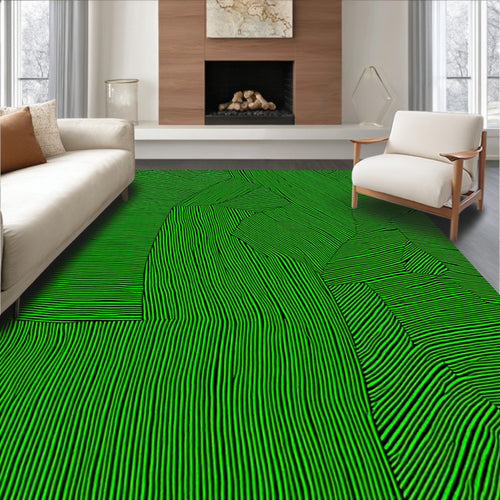Abstract Green Striped Geo Pattern Rug