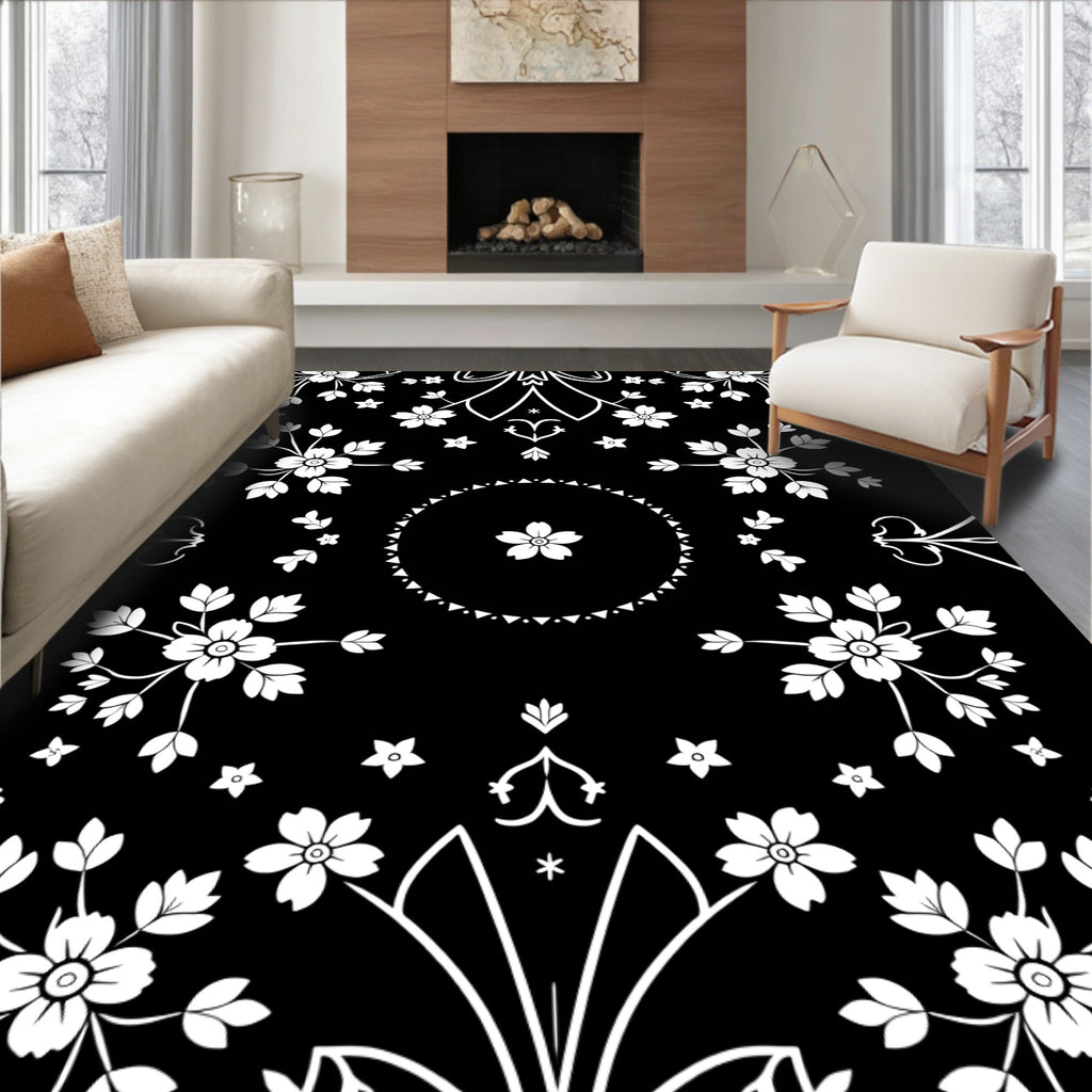 Elegant Floral Wreath Repeating Pattern Rug