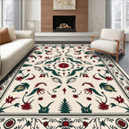 Ornate Floral Leaf Motif Rug