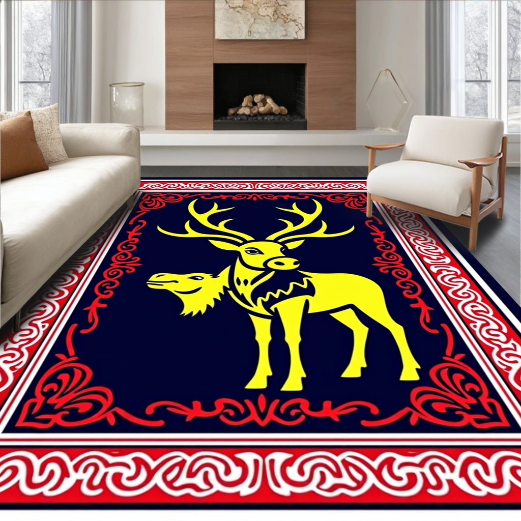 Yellow Stag Geometric Border Rug