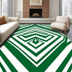 Emerald Green Geometric Illusion Rug