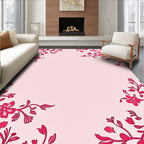 Pink Floral Corner Accent Design Rug