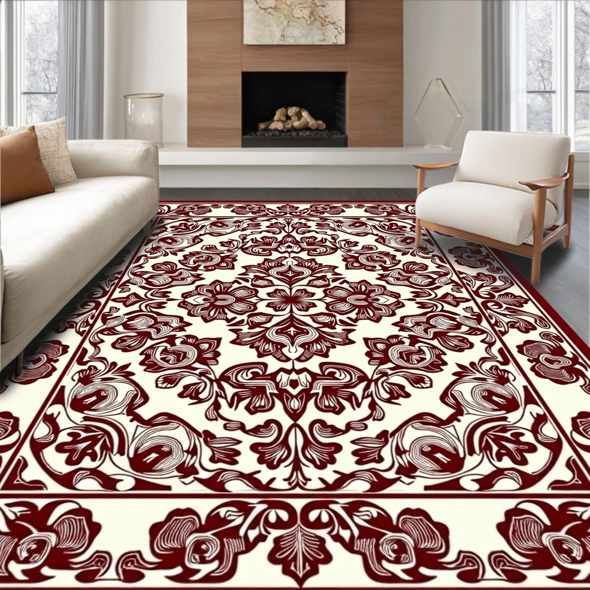 Classic Floral Symmetry Pattern Rug