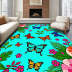 Vibrant Floral Butterfly Pattern Design Rug