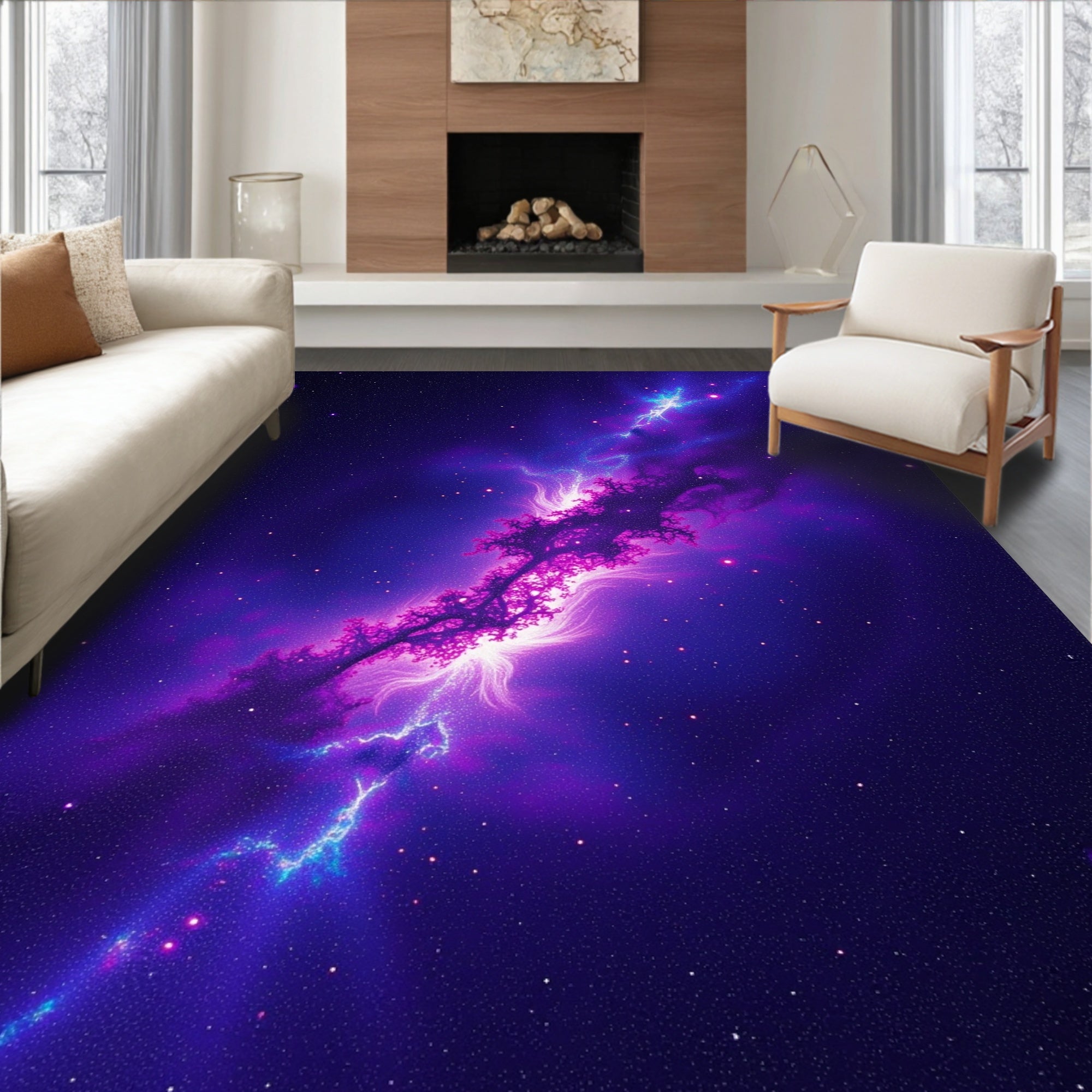 Cosmic Nebula Swirl Pattern Design Rug