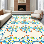 Colorful Floral Tile Pattern Design Rug