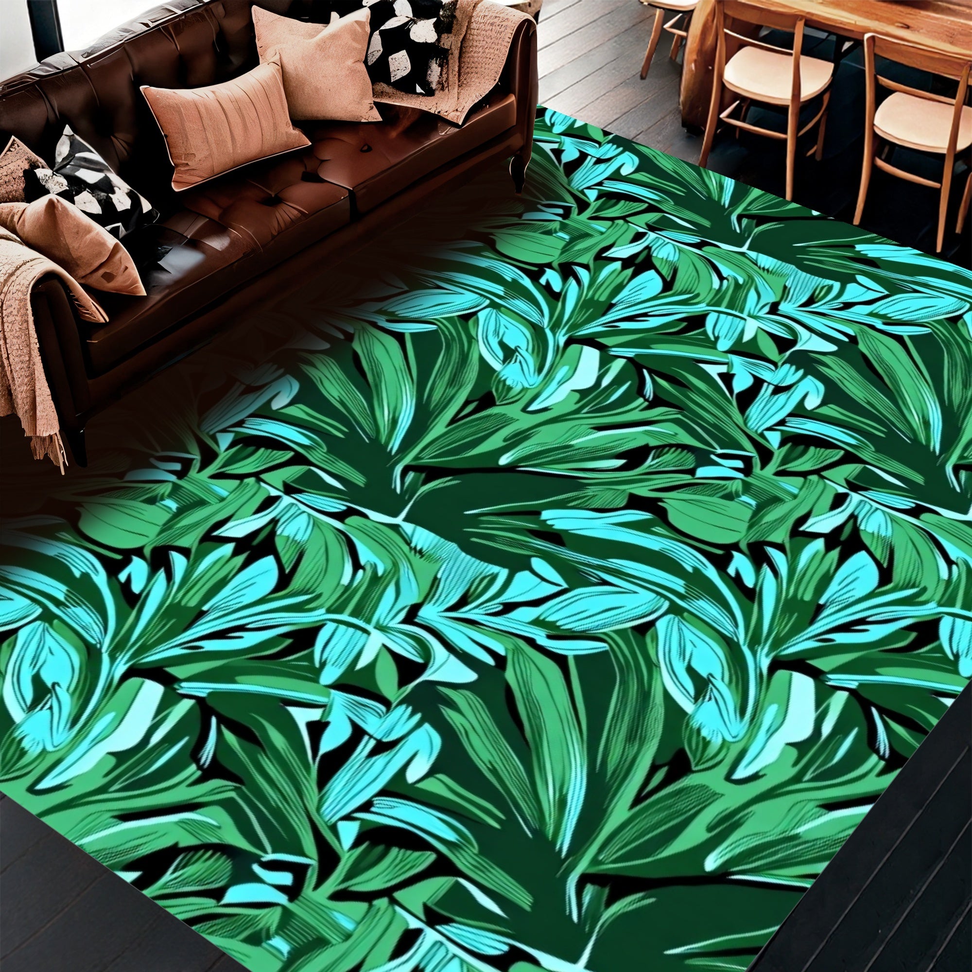 Tropical Leaf Pattern Design Rug