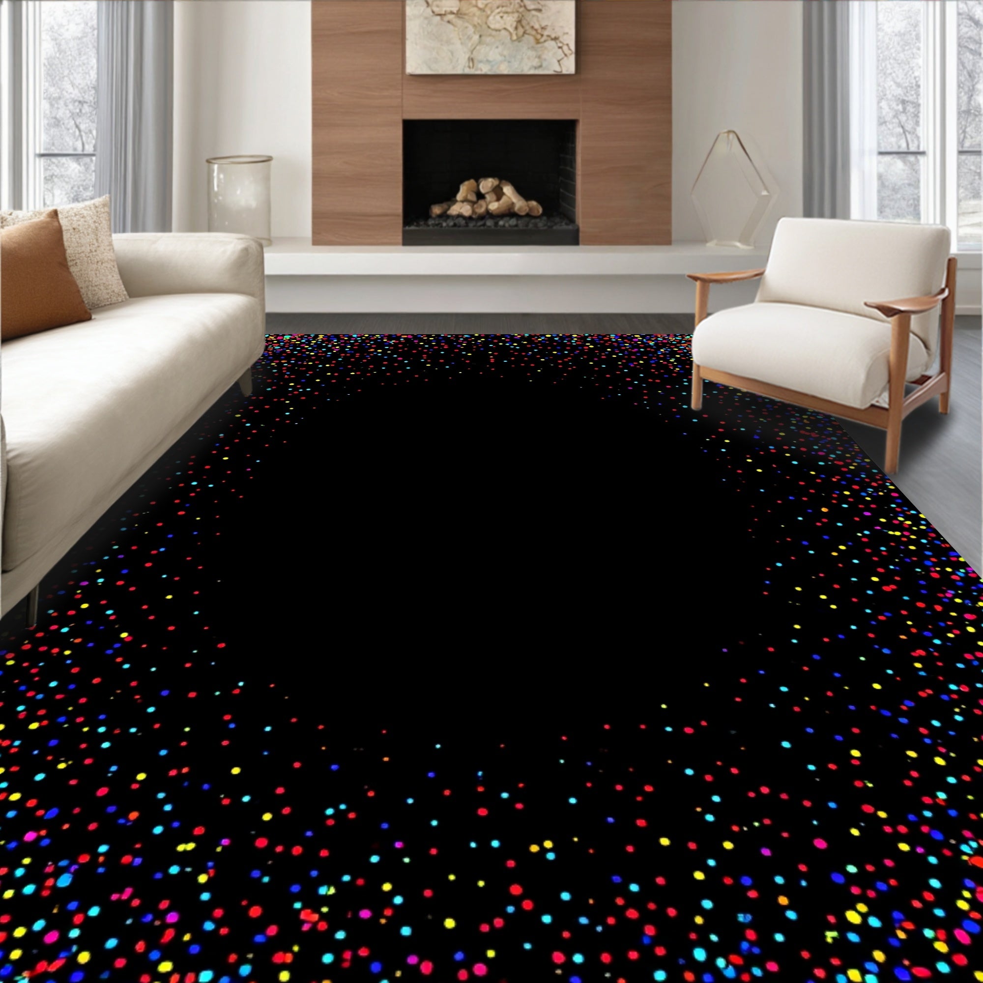 Confetti Dotted Border Style Rug