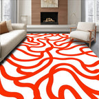 Bold Orange Wavy Line Pattern Rug