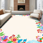 Whimsical Floral Garden Border Rug
