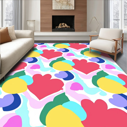 Abstract Hearts Shapes Pattern Rug