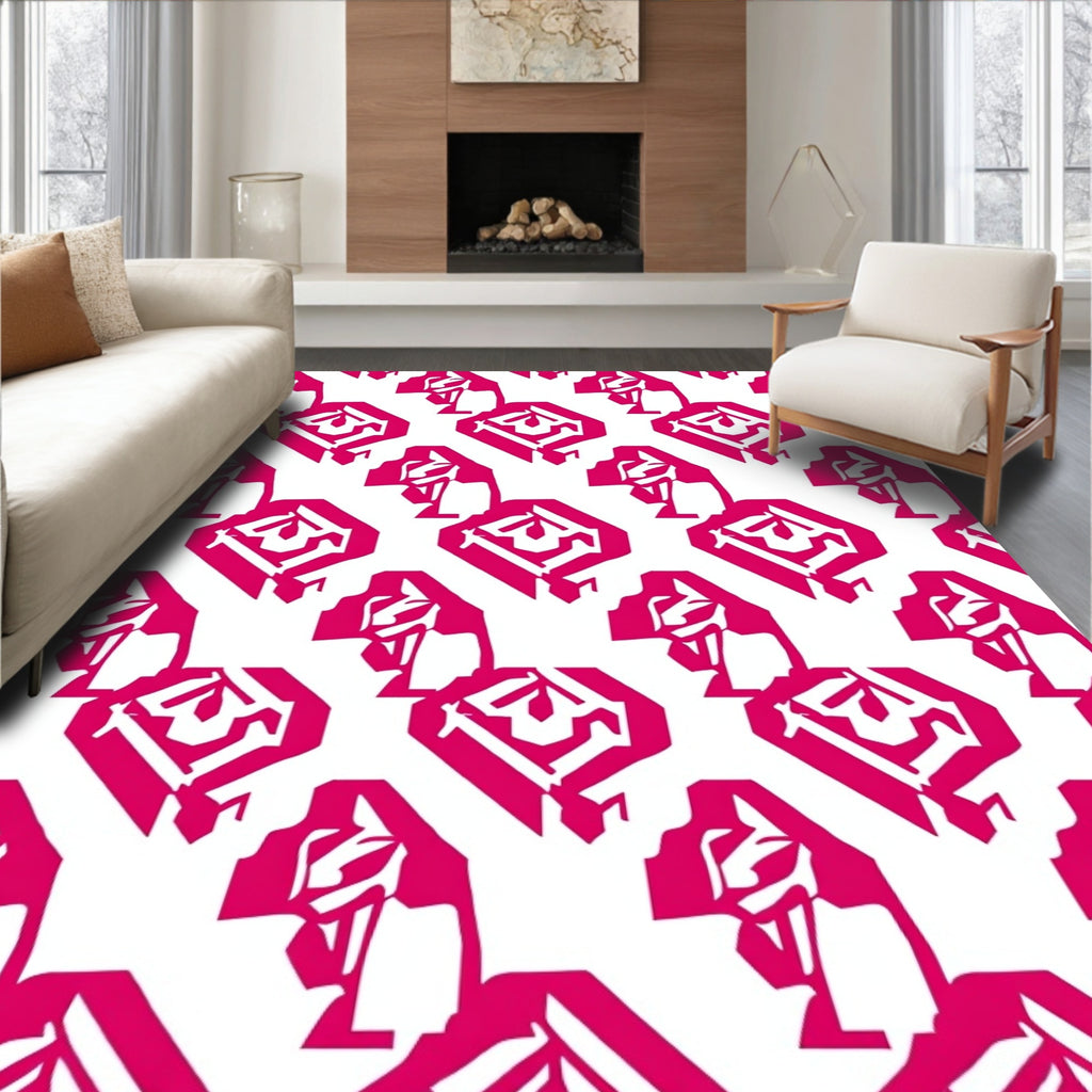 Bold Hot Pink Geometric Abstract Rug
