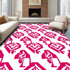 Bold Hot Pink Geometric Abstract Rug