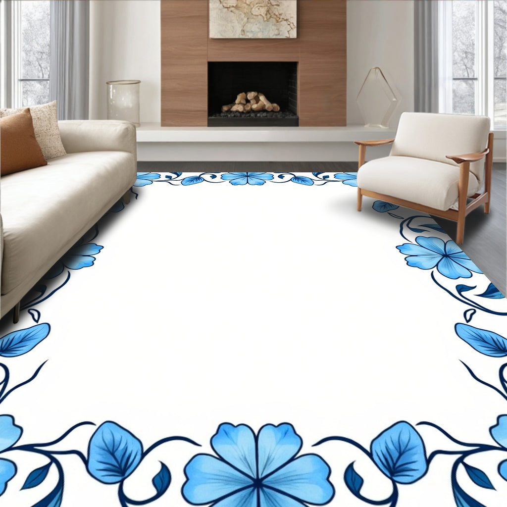 Azure Floral Vine Accent Rug