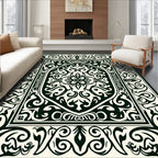 Ornate Floral Scrollwork Geometric Pattern Rug