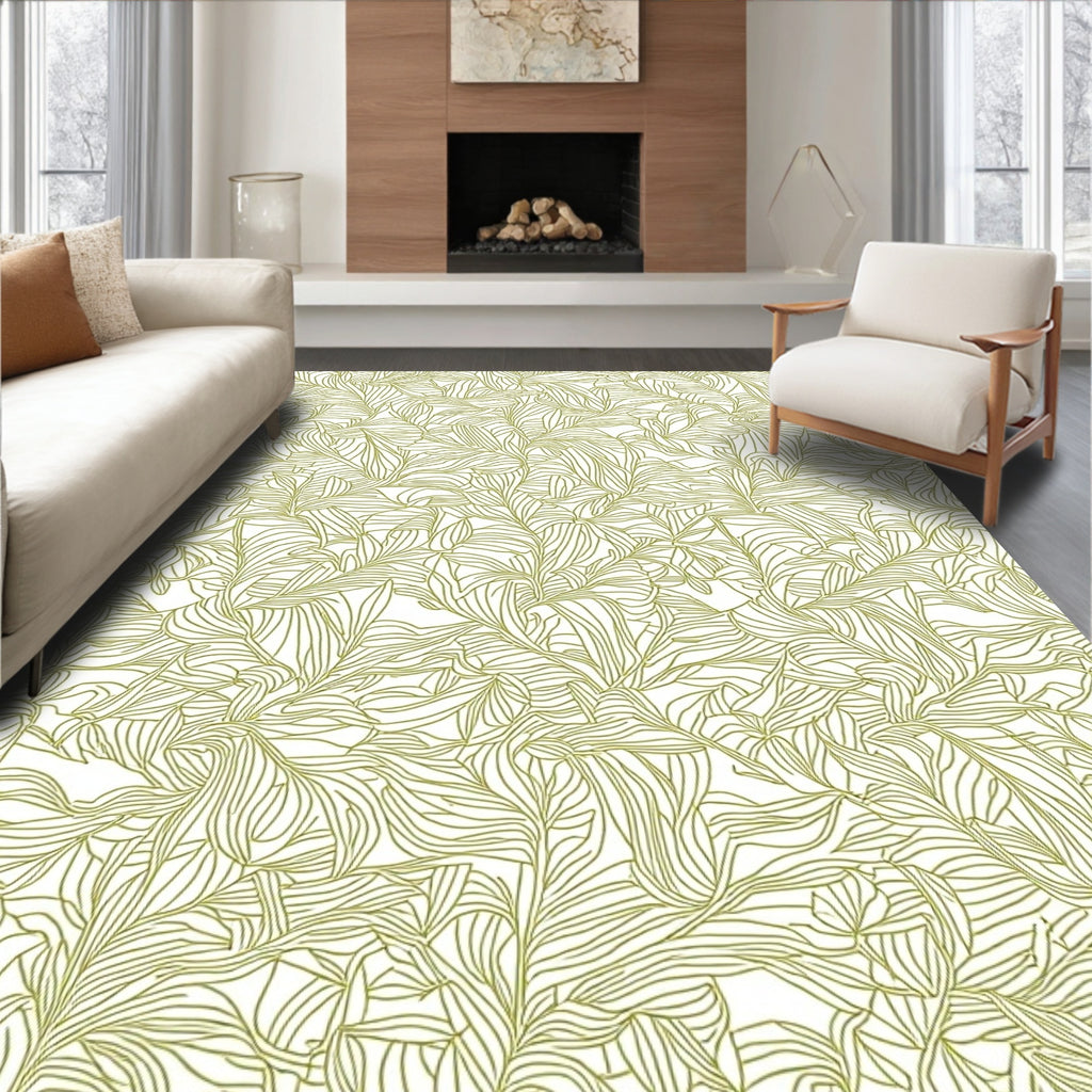 Golden Leaf Vein Pattern Rug