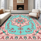 Retro Floral Centerpiece With Border Rug