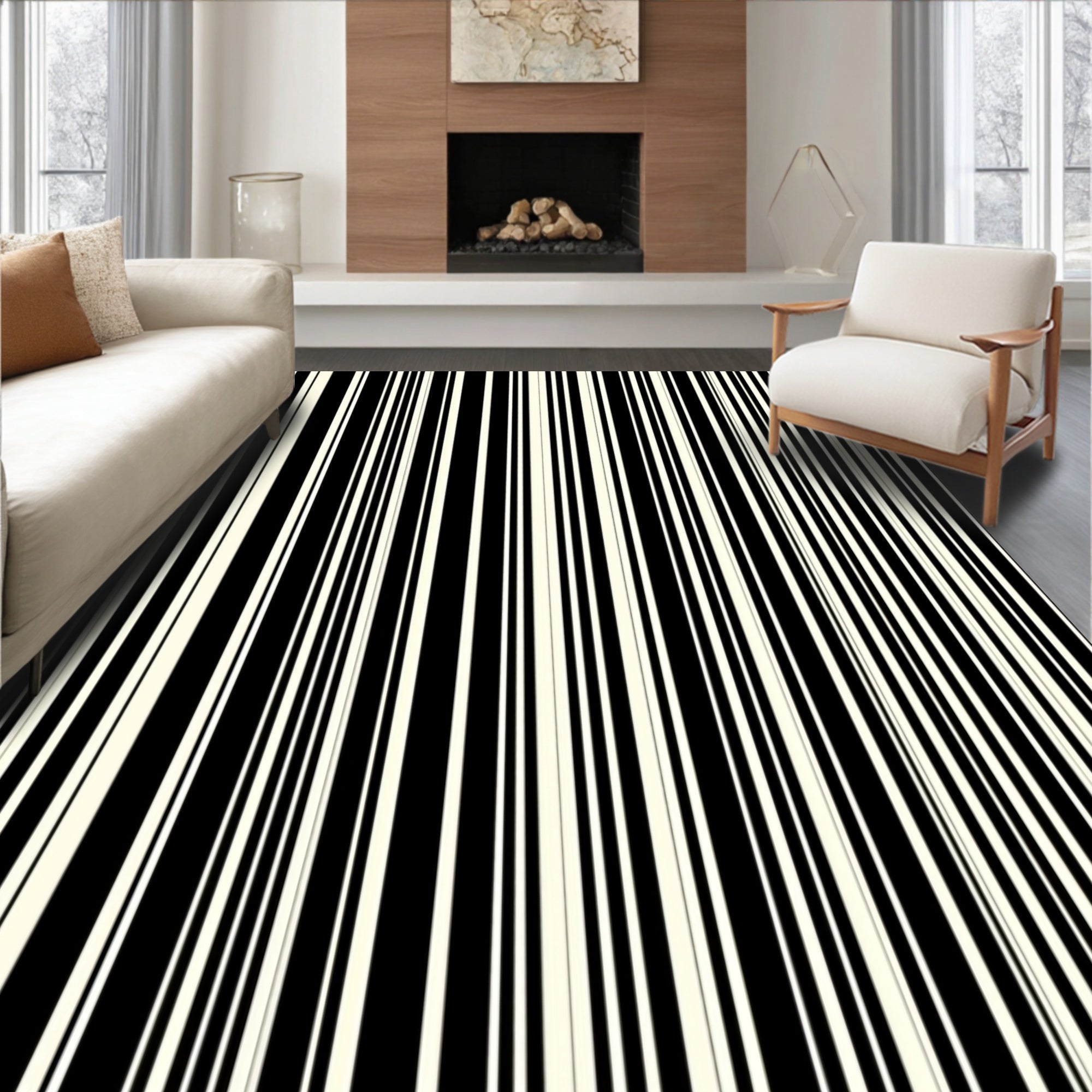 Bold Vertical Stripe Pattern Rug