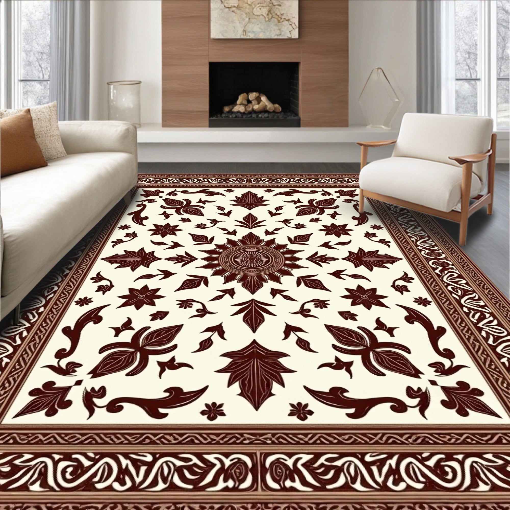 Rich Earth Tone Floral Medallion Rug