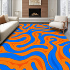 Bold Blue Orange Swirl Pattern Rug