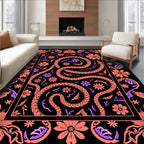 Coral Snake And Floral Pattern Rug