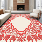 Ornate Red Floral Arch Design Rug