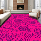 Vivid Pink Swirl Abstract Pattern Rug