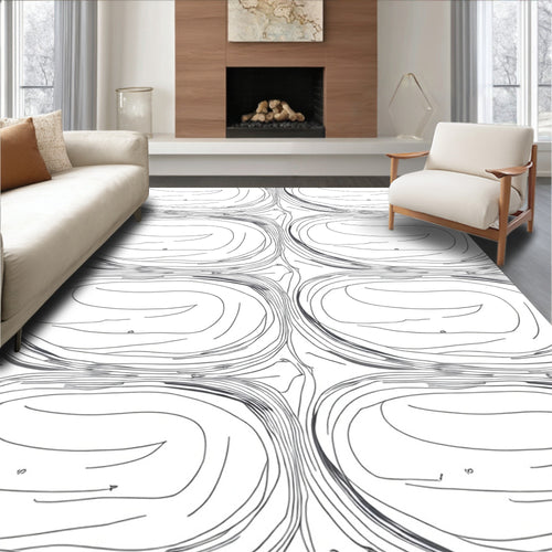 Abstract Swirl Contour Line Design Rug